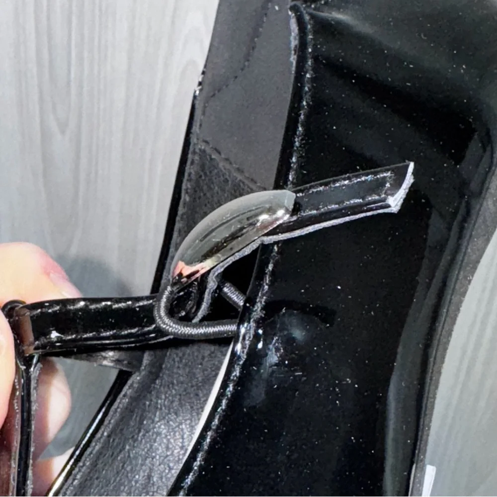 Black‎ Patent Leather Shiny T Strap Mary Jane Ballet Flat Shoes Women’s Size 8.5
